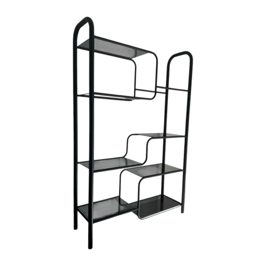 Vintage Tubular Metal and Glass Shelving Unit