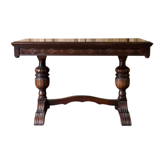 Vintage Tudor Revival Library / Console Table