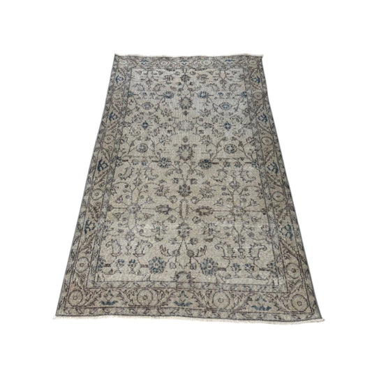 Vintage Turkish Oushak Scatter Rug, Anatolia, 113 x 204 cm, Hand-Knotted Wool