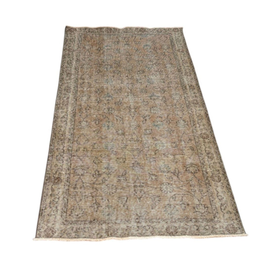 Vintage Turkish Oushak Scatter Rug, Hand-Knotted Wool, Anatolia Türkiye, approx. 70 years, 97 x 187 cm