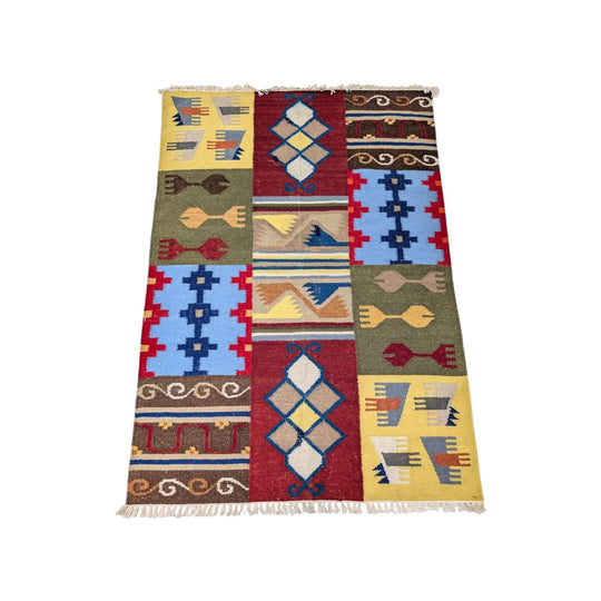Vintage Turkish Patchwork Kilim Rug, an Anatolian Sampler of Feminine Symbols, c1970
