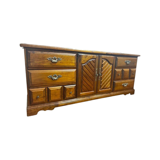 Vintage TV unit sideboard hall table tall boy chest of drawers solid timber