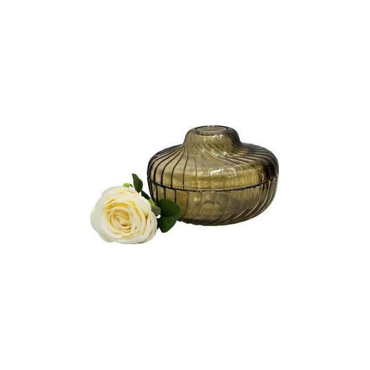 Vintage Veropa France Smokey Glass Lidded Bowl