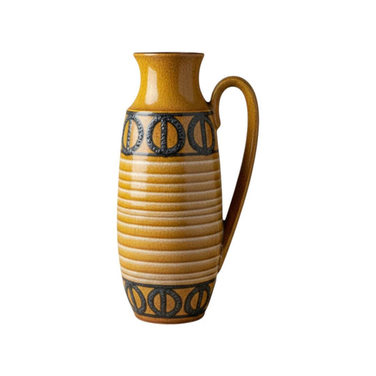 Vintage West German Pottery Vase 1960s | Mustard Mid-Century Jug