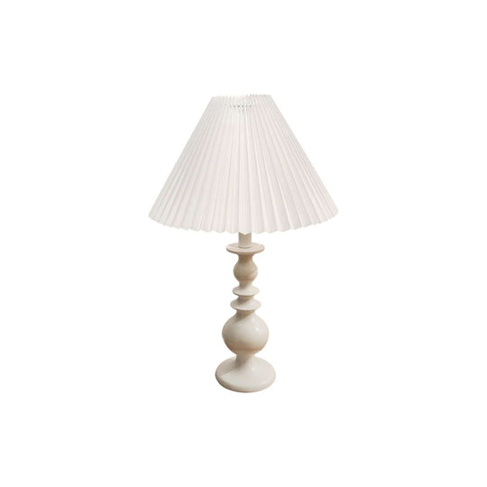 Vintage White on White Table Lamp with Pleated Lampshade