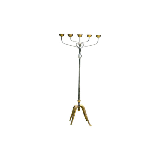 Vintage Wrought Iron and Brass Candelabra