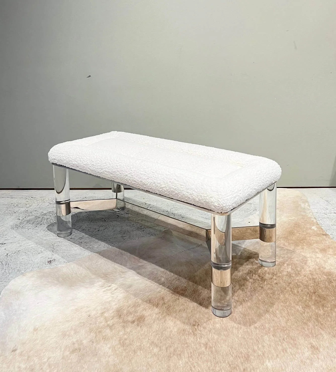 vintage 80s lucite and chrome bench.jpeg