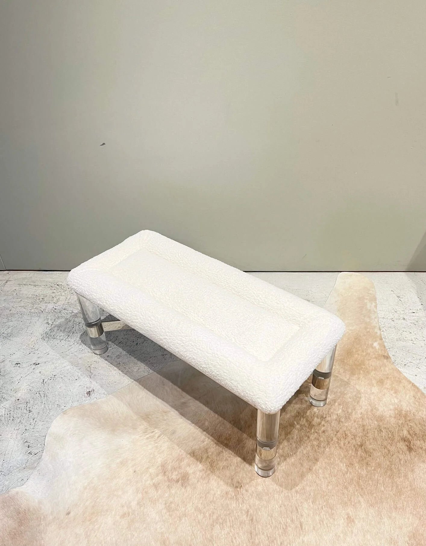 vintage modern bench with boucle.jpeg