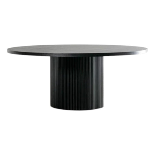 Vitolo Round Dining Table Black Noir Wood Grain 180cm