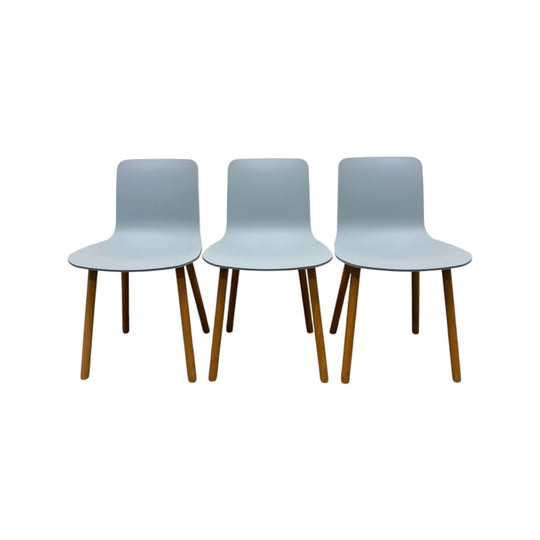 Vitra HAL Wood Chair – Light Blue Seat with Oak Legs by Jasper Morrison