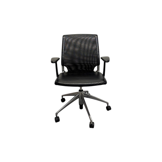 Vitra Meda Chair - Black Leather Seat & Mesh Back