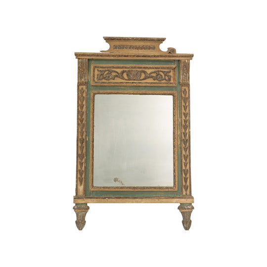 Louis XVI Italian Green and Gilt Piedemont Mirror