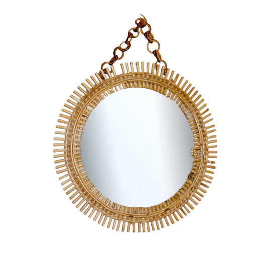 Sunburst Mirror with Cane Reed