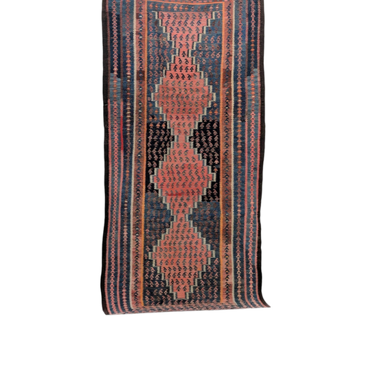 Large Mid-Century Cotton Kilim Runner