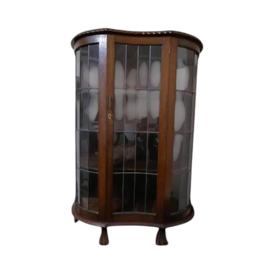 Large vintage kidney shape crystal display cabinet