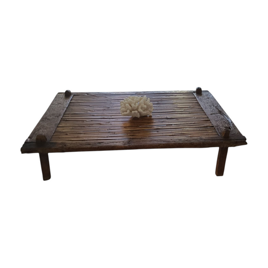 Vintage teak and bamboo coffee table