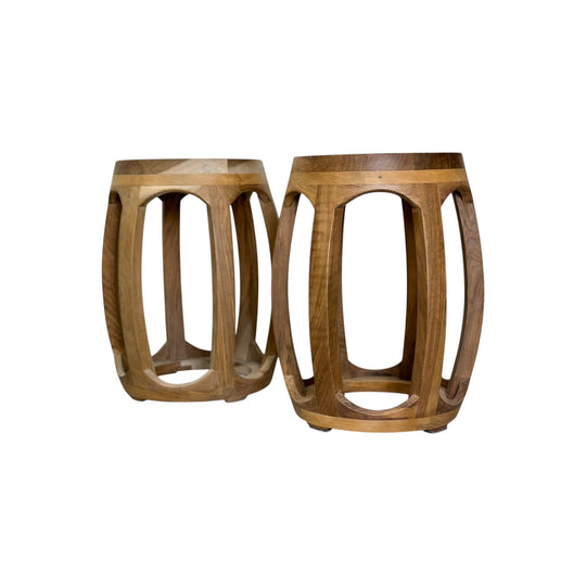 Walnut Barrel Stool