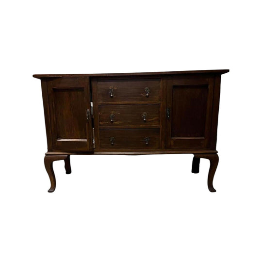 walnut solid timber antique tall boy sideboard hall stand TV stand cabinet