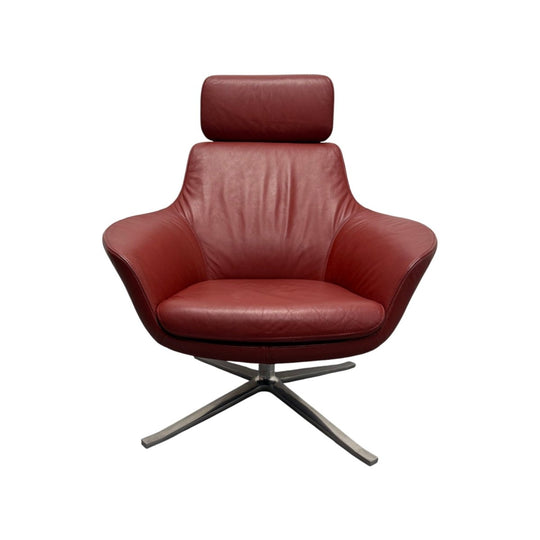 Walter Knoll Oscar Armchair with Headrest – Red Leather