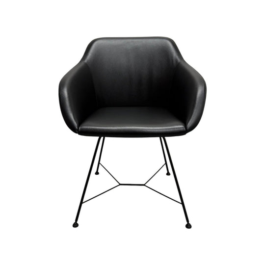Walter Knoll Turtle Chair - Black Leather with Wire Base