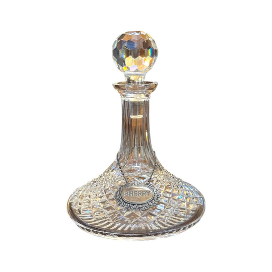 Waterford crystal ships decanter with sterling silver sherry label