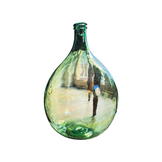 Green glass demijohn bottle