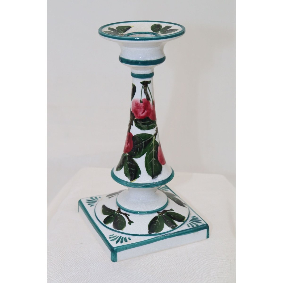 Wemyss candlestick decorated with cherries. | Bazaa | Designer, Vintage and Antique Furniture