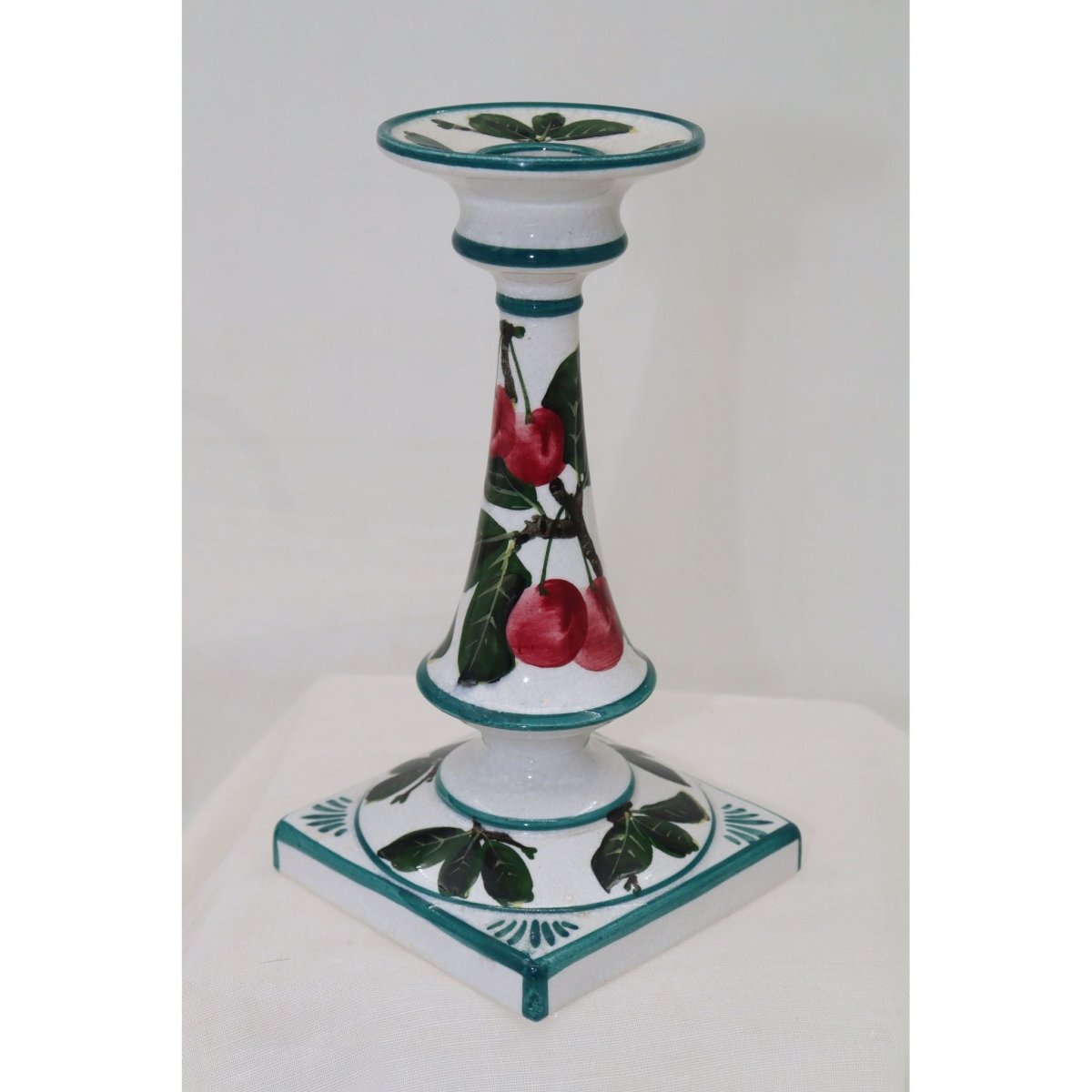 Wemyss candlestick decorated with cherries. | Bazaa | Designer, Vintage and Antique Furniture