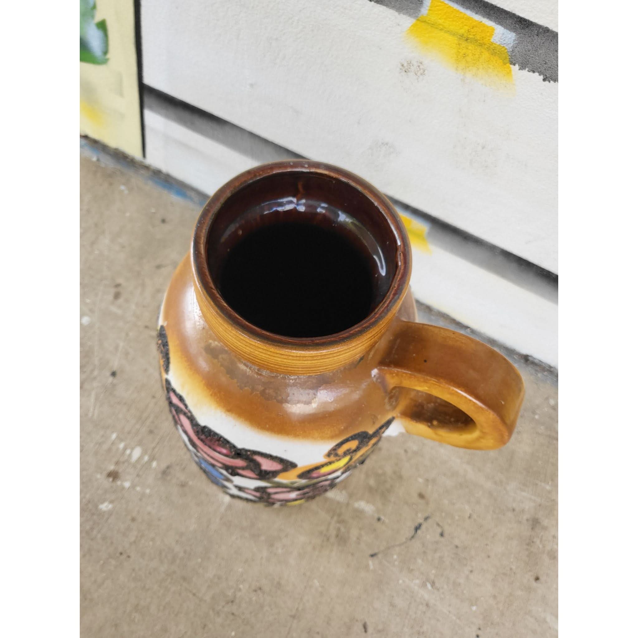 West German Floor Vase - Handled, Floral Motif | Bazaa | Designer, Vintage and Antique Furniture