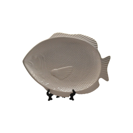 White ceramic Fish shaped serving platter. Made in Japan