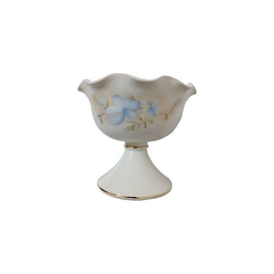 White Footed Bowl / Italian Ceramics, Fiorentine hand painted Italy Footed White Ceramic Bowl