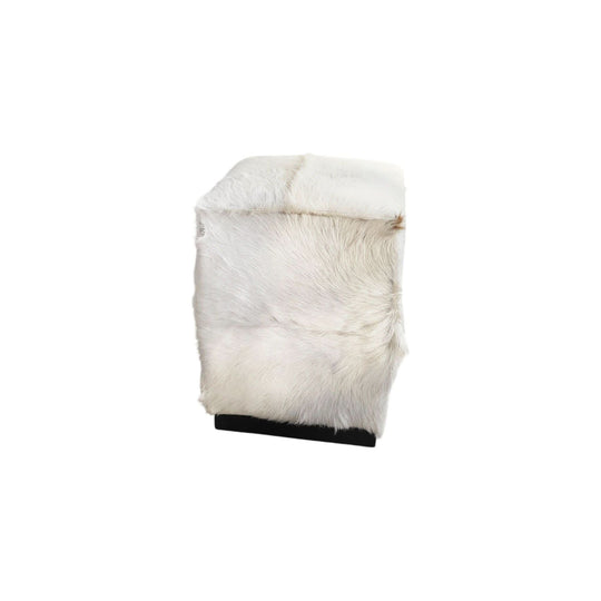 White Goat Hide Stool