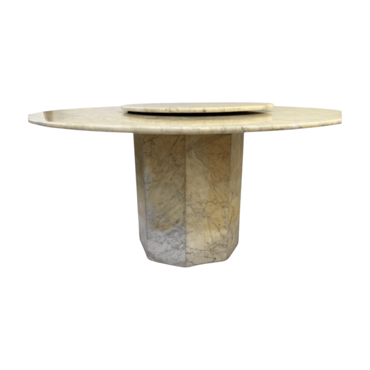 White marble round table