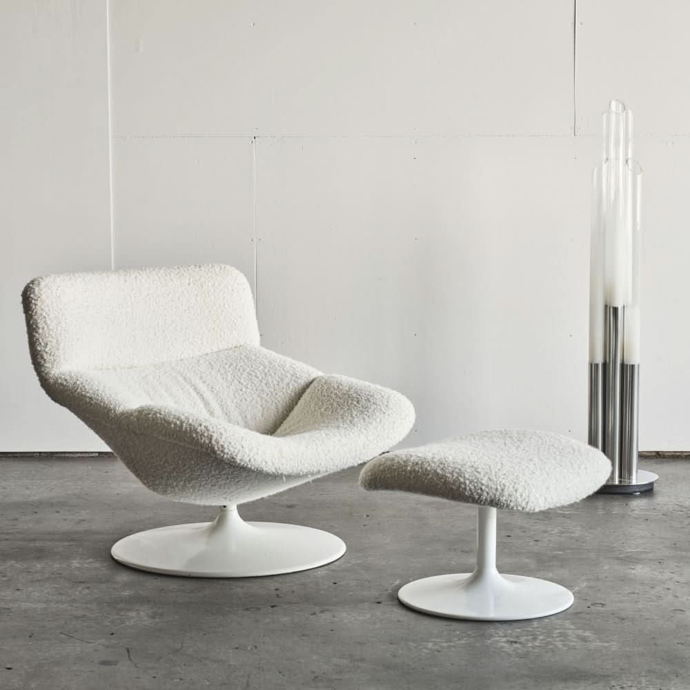 White Model F518 Lounge Chair with Ottoman by Geoffrey Harcourt for Artifort, 1970s | Bazaa | Designer, Vintage and Antique Furniture