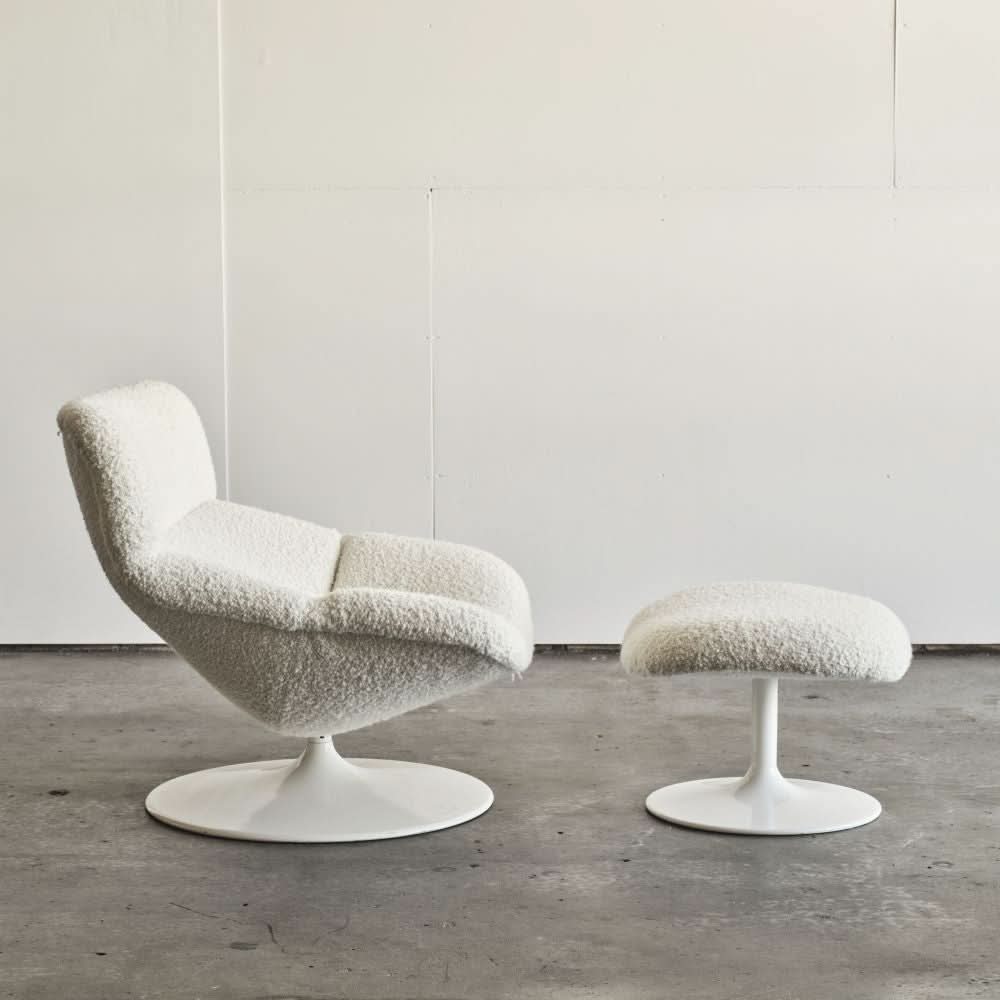 White Model F518 Lounge Chair with Ottoman by Geoffrey Harcourt for Artifort, 1970s | Bazaa | Designer, Vintage and Antique Furniture