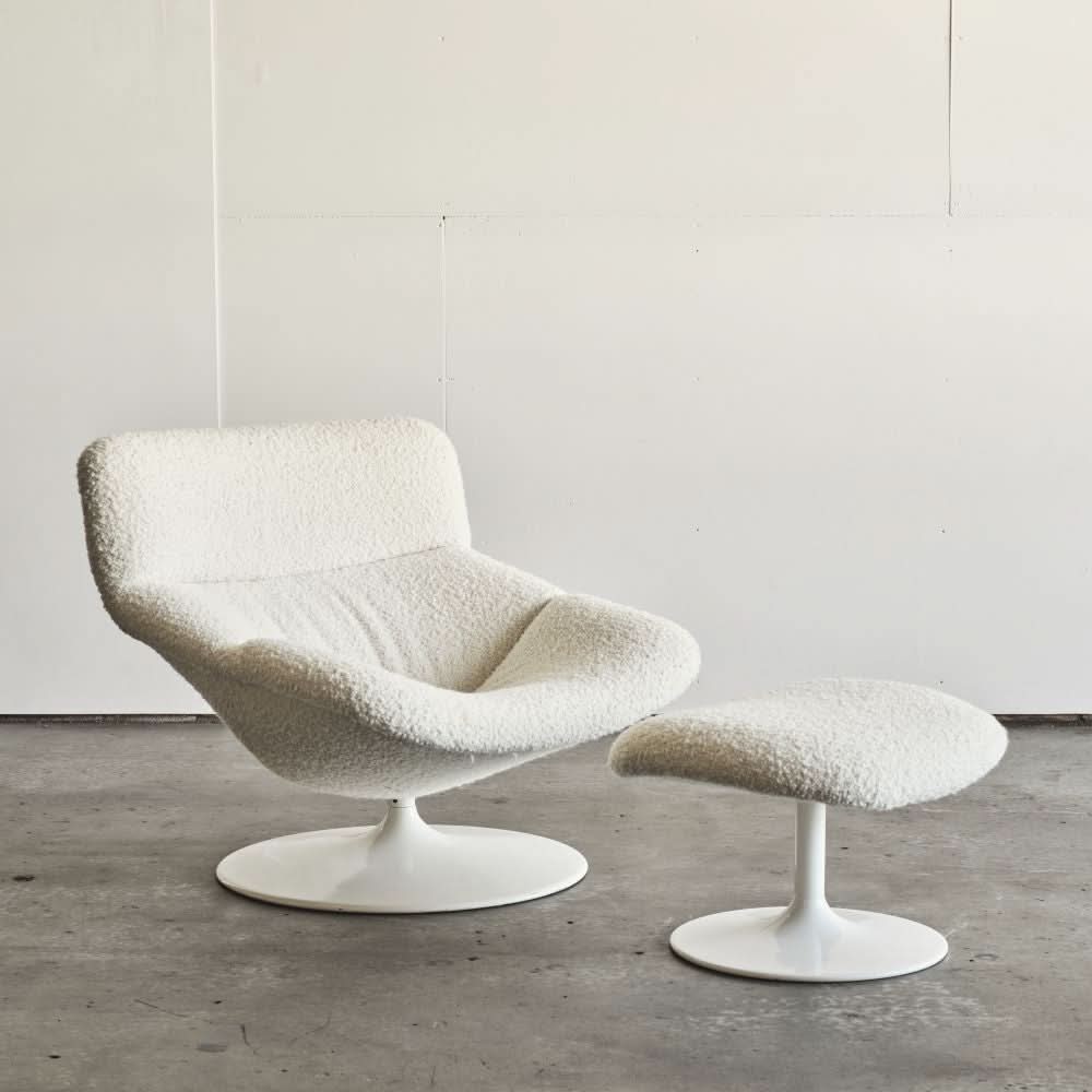 White Model F518 Lounge Chair with Ottoman by Geoffrey Harcourt for Artifort, 1970s | Bazaa | Designer, Vintage and Antique Furniture