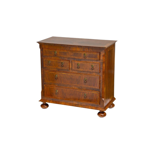 William and Mary Walnut Veneer Bachelor's Chest of Drawers