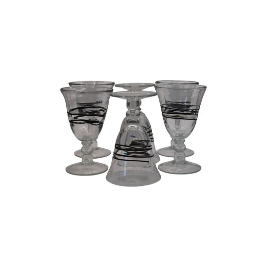 Wine Goblets with black swirl. Set of 6