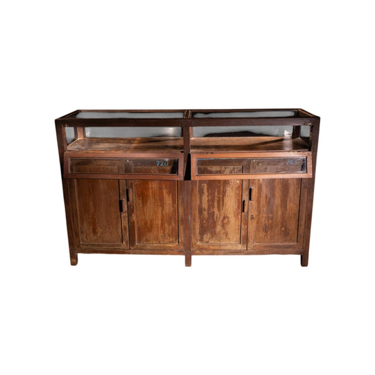 Wooden cabinet with glass top display case  #C-14