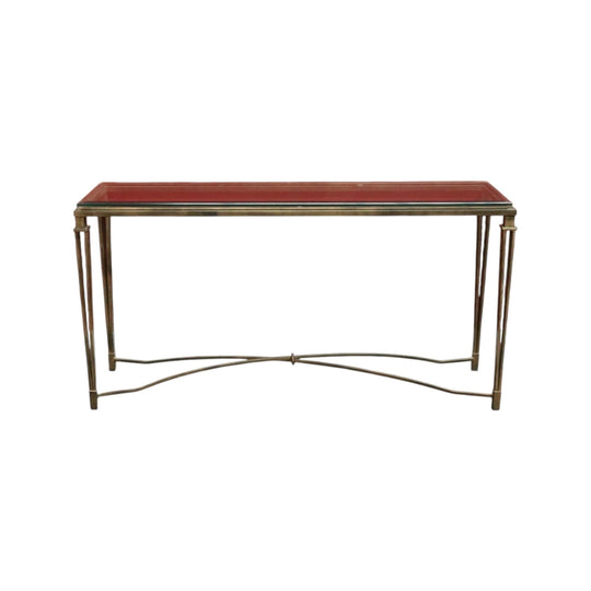 Wrought Iron & Glass Sofa Table with Bevelled Insert – Elegant Gold Finish.