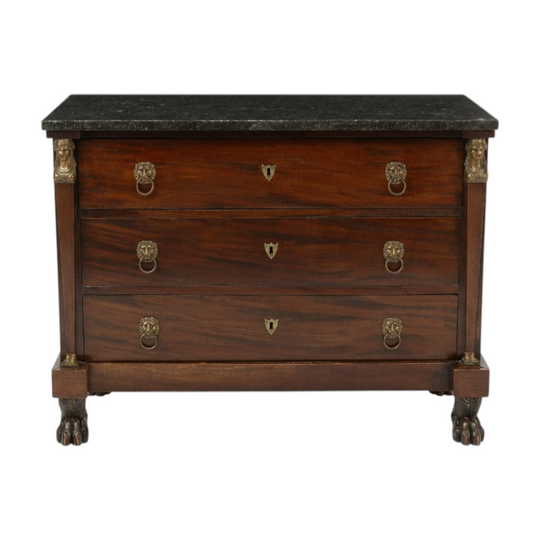 A Empire Mahogany Commode with Black Fossil Marble Top