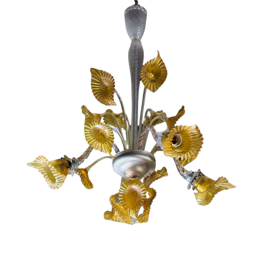 Murano Glass Flower Chandelier in Sogni Di Cristallo