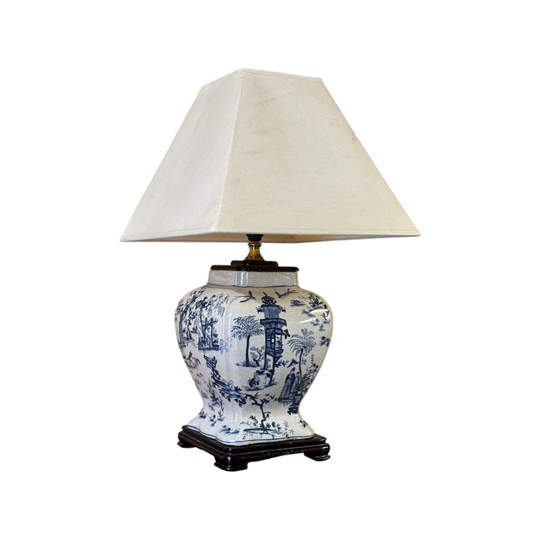 Vintage Blue and White Chinoiserie Table Lamp