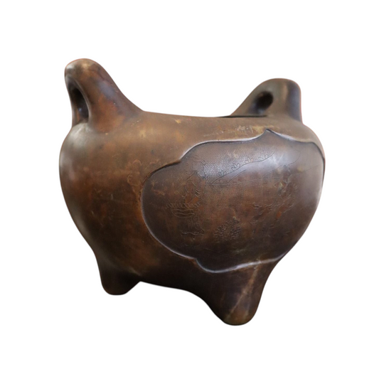 Antique engraved  bronze tripod Censer (Ming)