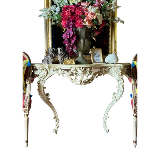Vintage Ornate Painted Wall-Mounted Console Table