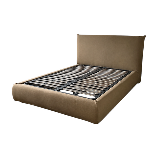 King Living Jasper Queen Bed Frame Beige Upholstered