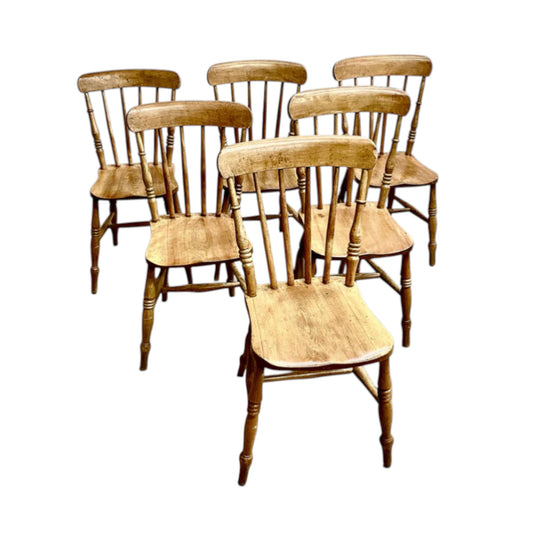 6 x  Vintage Spindel Back Rustic Farmhouse Kitchen/ Dining Chairs