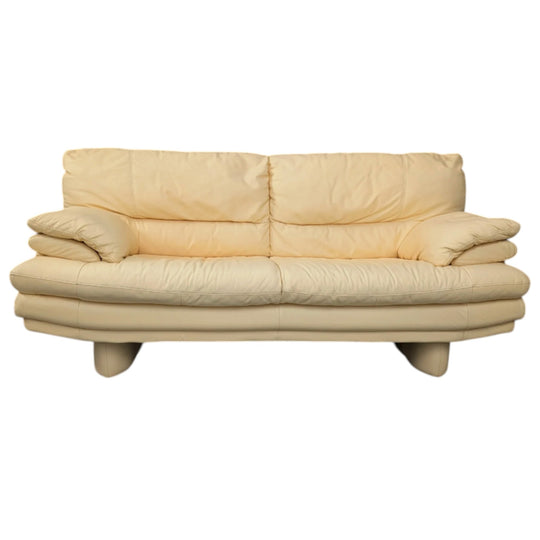 Italian Buttercream Leather Sofa c.1990