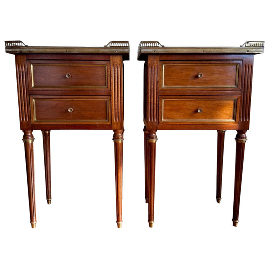 Louis XVI Style Mahogany Bedside Tables