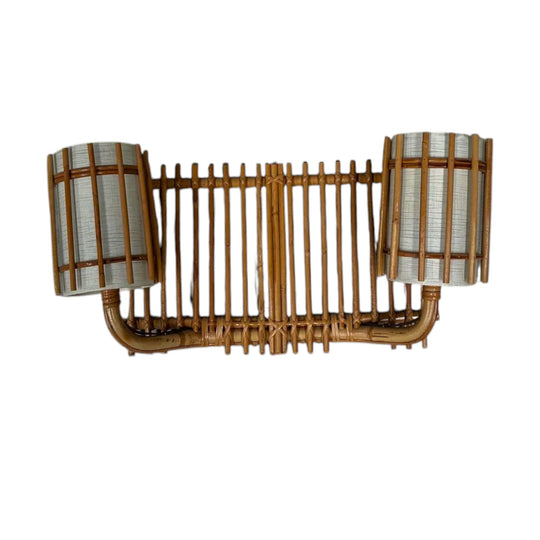 Bamboo Double wall light, France 1950s